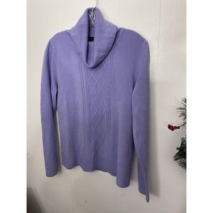 Woman's M Cowl neck Sweater Soft Acrylic Long Sleeve EUC LKN Karen Scott Purple